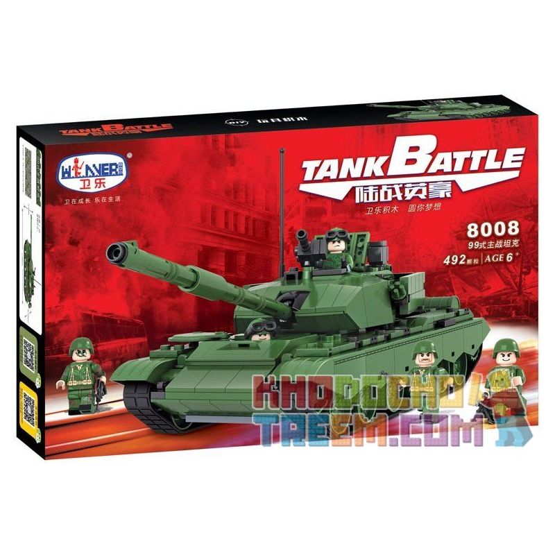 Winner 8008 Xếp hình kiểu Lego TANK BATTLE TankBattle Land War 99-style Main Tank Xe Tăng Quân Sự 492 khối