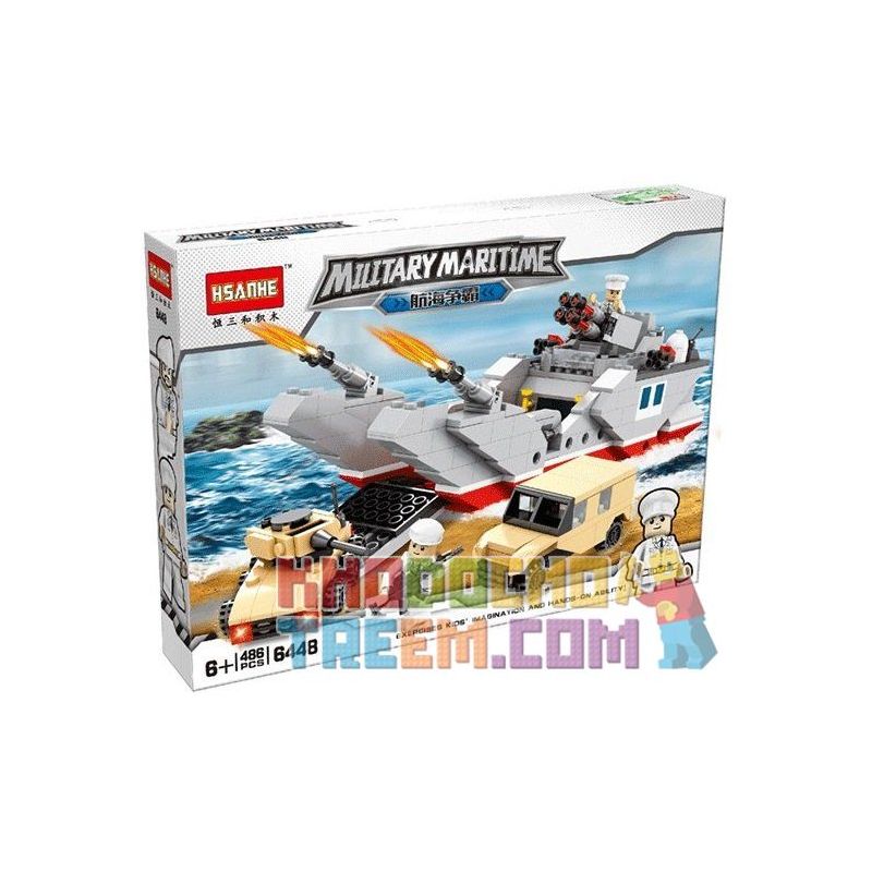 HSANHE 6448 Xếp hình kiểu Lego MILITARY ARMY Landing Craft Tàu Chiến đổ Bộ đất Liền 486 khối