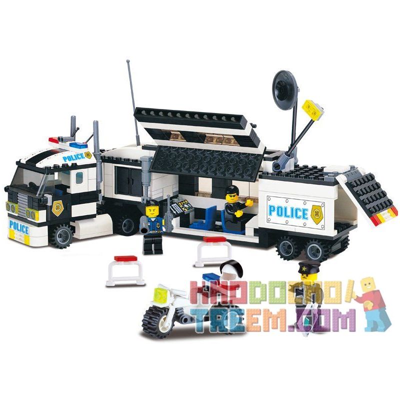 Enlighten 128 Qman 128 Xếp hình kiểu Lego WORLD CITY Surveillance Truck Monitor Truck Explosion-proof Tracking Vehicle Xe Tải Giám Sát Của Cảnh Sát 261 khối