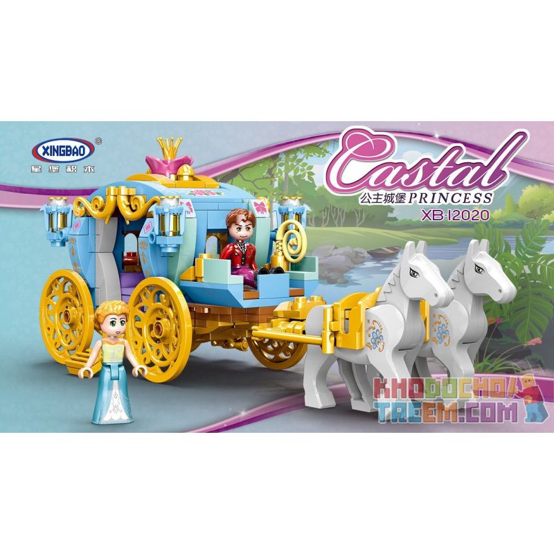 XINGBAO XB-12020 12020 XB12020 non  XE CÔNG CHÚA bộ đồ chơi xếp lắp ráp ghép mô hình Disney Princess CASTAL PEINCESS PRINCESS CARRIAGE 349 khối