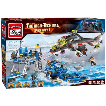 Enlighten 2720 Qman 2720 non  TẤN CÔNG TRẠM CANH GÁC TRÊN BIỂN bộ đồ chơi xếp lắp ráp ghép mô hình The High-Tech Era Kỷ Nguyên Công Nghệ Cao 724 khối