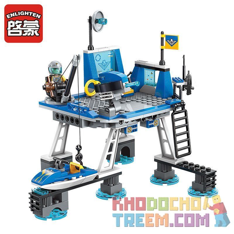 Enlighten 2720 Qman 2720 non  TẤN CÔNG TRẠM CANH GÁC TRÊN BIỂN bộ đồ chơi xếp lắp ráp ghép mô hình The High-Tech Era Kỷ Nguyên Công Nghệ Cao 724 khối
