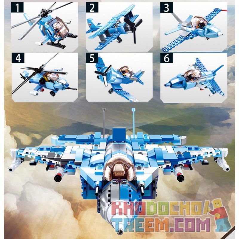 SLUBAN M38 non  MÁY BAY CHIẾN ĐẤU ( 6 TRONG 1) bộ đồ chơi xếp lắp ráp ghép mô hình Military Army Quân Sự Bộ Đội 728 khối