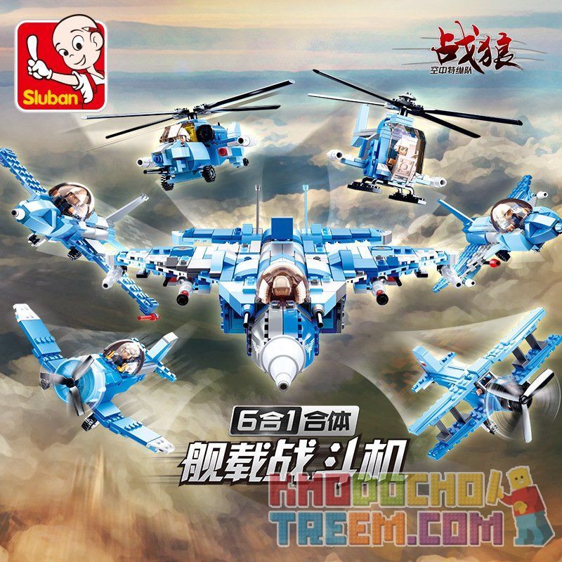 SLUBAN M38 non  MÁY BAY CHIẾN ĐẤU ( 6 TRONG 1) bộ đồ chơi xếp lắp ráp ghép mô hình Military Army Quân Sự Bộ Đội 728 khối