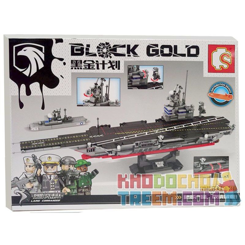 SEMBO 12261 non  TÀU SÂN BAY bộ đồ chơi xếp lắp ráp ghép mô hình Black Gold Cuộc Chiến Vàng Đen 716 khối