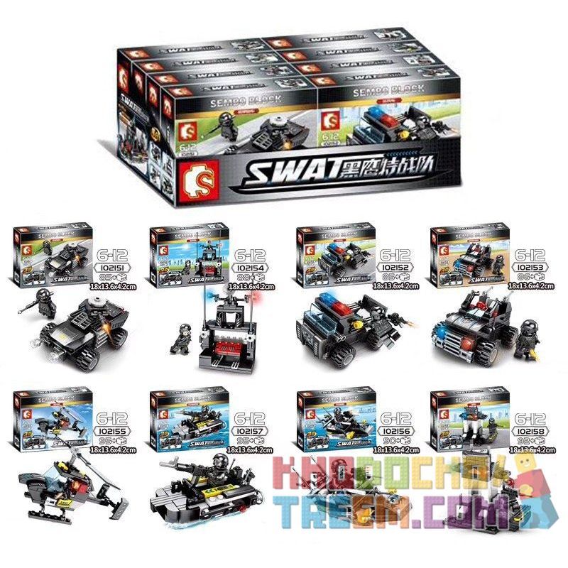 SEMBO 102156 102157 102158 102386 102151 102152 102153 102154 102155 non  8 BỘ NHỎ KẾT HỢP bộ đồ chơi xếp lắp ráp ghép mô hình Swat Special Force Đặc Nhiệm 716 khối