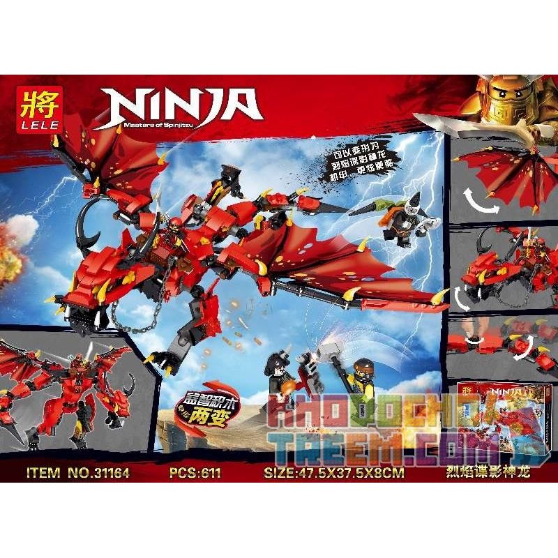 DAGAO 1058 LELE 31164 Xếp hình kiểu THE LEGO NINJAGO MOVIE Firstbourne Rồng đỏ 882 khối