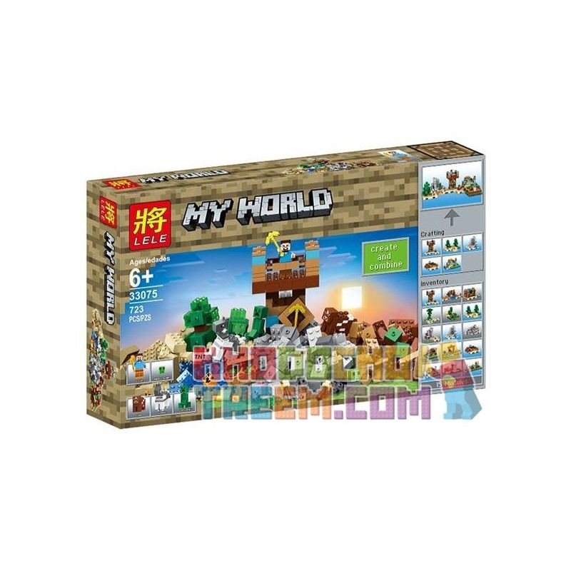LELE 33075 non Lego SÁNG TẠO bộ đồ chơi xếp lắp ráp ghép mô hình Minecraft MY WORLD Game Xây Dựng 723 khối