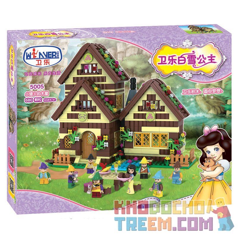 Winner 5005 non  NÀNG BẠCH TUYẾT VÀ 7 CHÚ LÙN bộ đồ chơi xếp lắp ráp ghép mô hình Snow White Princess 658 khối