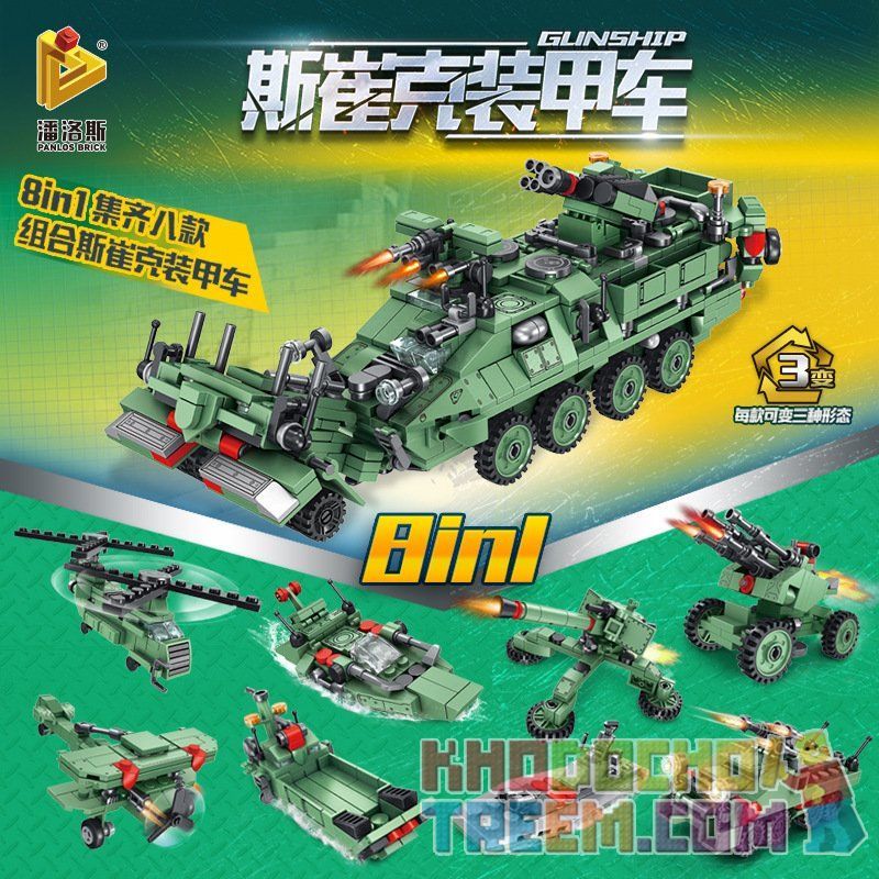 PanlosBrick 633006A 633006B 633006C 633006D 633006E 633006F 633006G 633006H Panlos Brick 633006A 633006B 633006C 633006D 633006E 633006F 633006G 633006H non  8 PHƯƠNG TIỆN QUÂN SỰ KẾT HỢP THÀNH XE BỌC THÉP CỠ LỚN bộ đồ chơi xếp lắp ráp ghép mô hình Military Army GLINSHIP Quân Sự Bộ Đội 710 khối