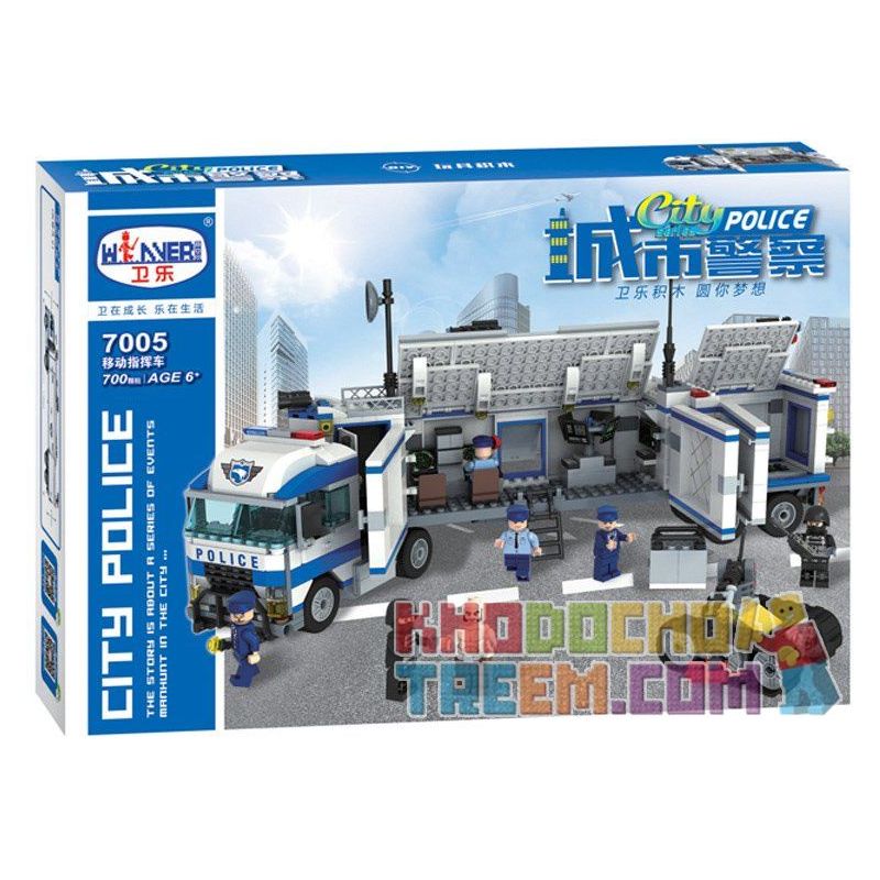 Winner 7005 non  TRUNG TÂM CHỈ HUY TRÊN XE TẢI CỦA CẢNH SÁT bộ đồ chơi xếp lắp ráp ghép mô hình Police CITY POLICE 700 khối