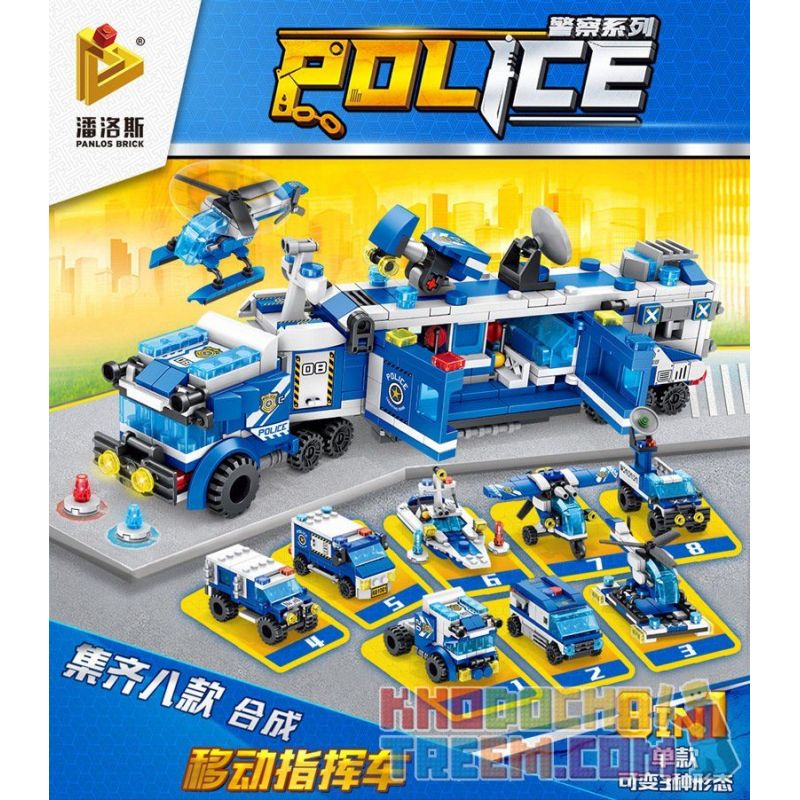 PanlosBrick 681001F 681001G 681001H 681001A 681001B 681001C 681001D 681001E Panlos Brick 681001F 681001G 681001H 681001A 681001B 681001C 681001D 681001E non  8 PHƯƠNG TIỆN NHỎ KẾT HỢP THÀNH XE TẢI CHỈ HUY bộ đồ chơi xếp lắp ráp ghép mô hình Police Cảnh Sát 694 khối
