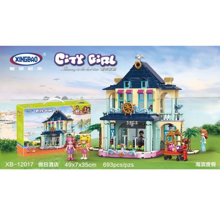 XINGBAO XB-12017 12017 XB12017 non  BIỆT THỰ BÊN BỜ BIỂN CỦA CÁC CÔ GÁI bộ đồ chơi xếp lắp ráp ghép mô hình City Girl CITYGIRL HOLIDAY INN Thành Phố Con Gái 693 khối