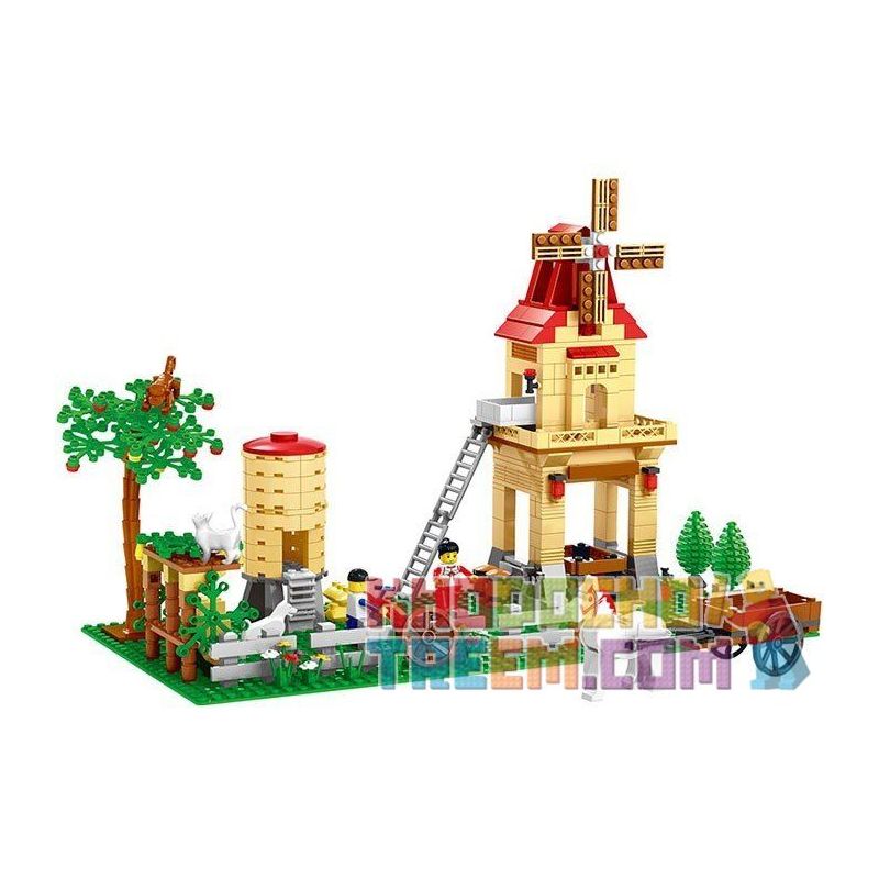 WANGE 34203N Xếp hình kiểu Lego CITY Happy Farmland Nông Trại Cối Xay Gió 569 khối