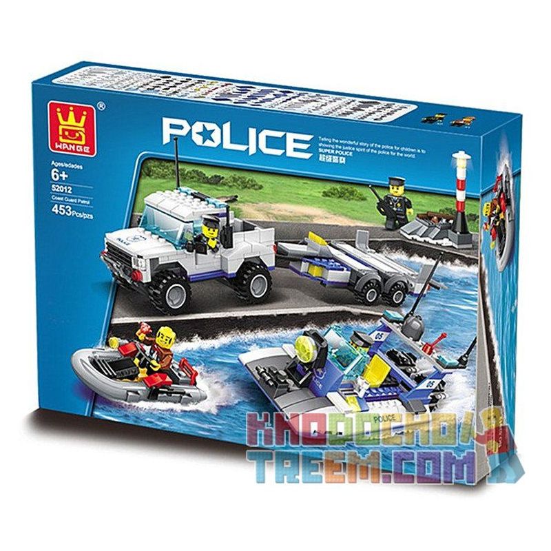 WANGE DR.LUCK 52012 non  BẢO VỆ BỜ BIỂN bộ đồ chơi xếp lắp ráp ghép mô hình City POLICE Thành Phố 453 khối