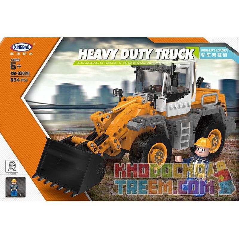 XINGBAO XB-03035 03035 XB03035 non  MÁY XÚC BÁNH HƠI bộ đồ chơi xếp lắp ráp ghép mô hình Heavy Duty Truck HEAVY DUTY TRUCK FORKLIFT LOADER Xe Máy Hạng Nặng 654 khối
