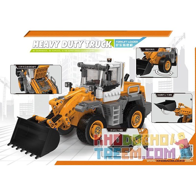 XINGBAO XB-03035 03035 XB03035 non  MÁY XÚC BÁNH HƠI bộ đồ chơi xếp lắp ráp ghép mô hình Heavy Duty Truck HEAVY DUTY TRUCK FORKLIFT LOADER Xe Máy Hạng Nặng 654 khối