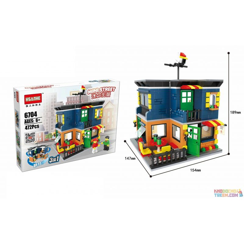 HSANHE 6704 Xếp hình kiểu  MODULAR BUILDINGS Tea Restaurant Cửa Hàng Trà 472 khối HSANHE 6704 Xếp hình kiểu  MODULAR BUILDINGS Tea Restaurant Cửa Hàng Trà 472 khối