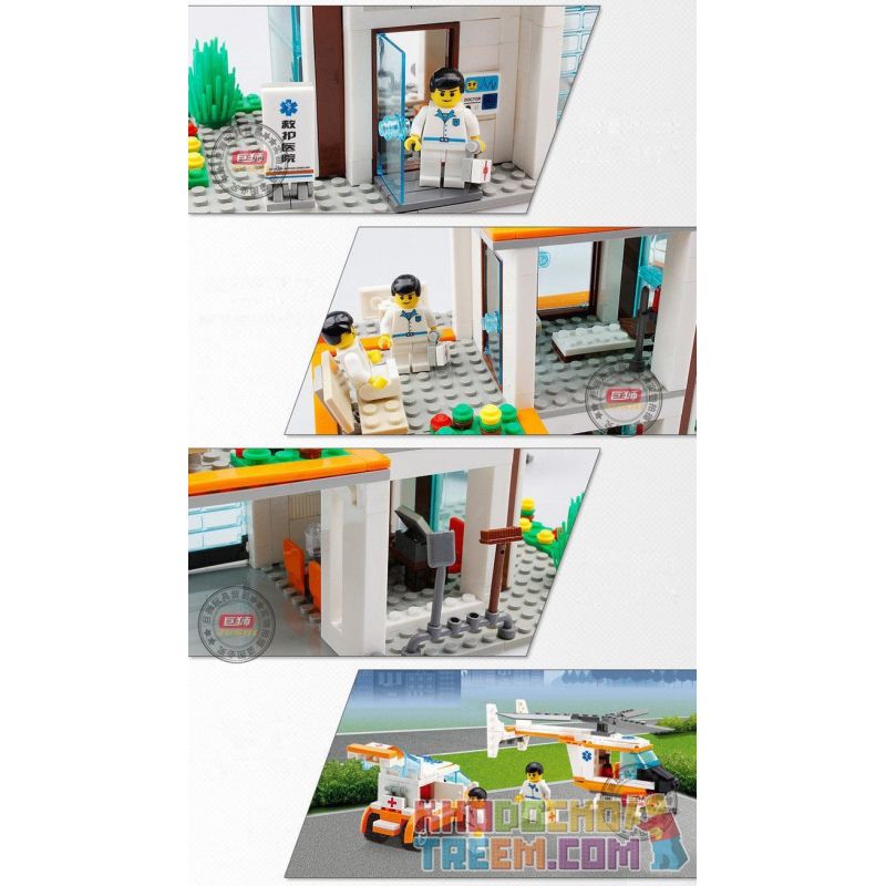 Kazi KY85007 85007 non  TRUNG TÂM CỨU HỘ bộ đồ chơi xếp lắp ráp ghép mô hình City CITY RESCUE RESCUE CENTER Thành Phố 450 khối