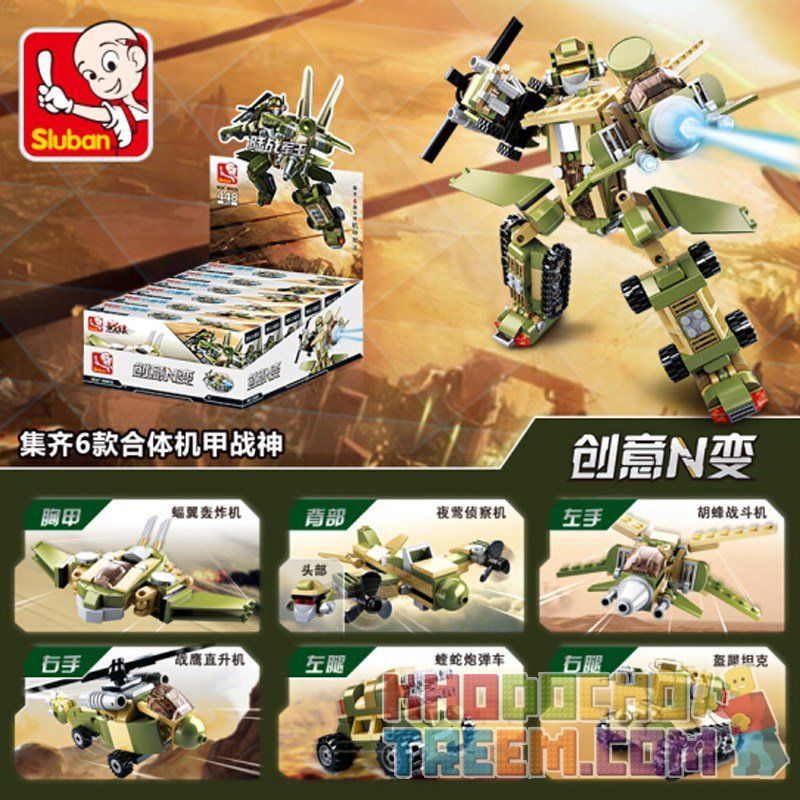 SLUBAN M38-B0636 B0636 0636 M38B0636 38-B0636 non  NGƯỜI MÁY ĐƯỢC LẮP RÁP BỞI BAY PHẢN LỰC TRỰC THĂNG VÀ XE TĂNG bộ đồ chơi xếp lắp ráp ghép mô hình Military Army Quân Sự Bộ Đội 448 khối