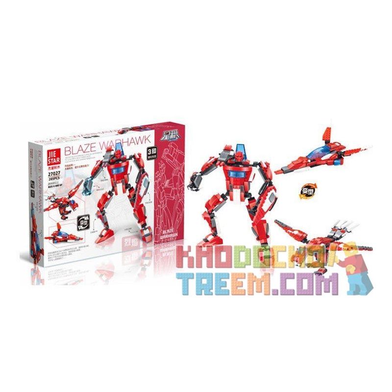 JIE STAR 27027 Xếp hình kiểu  CREATOR 3 IN 1 Blaze Warhawk Chim ưng Lửa 285 khối
