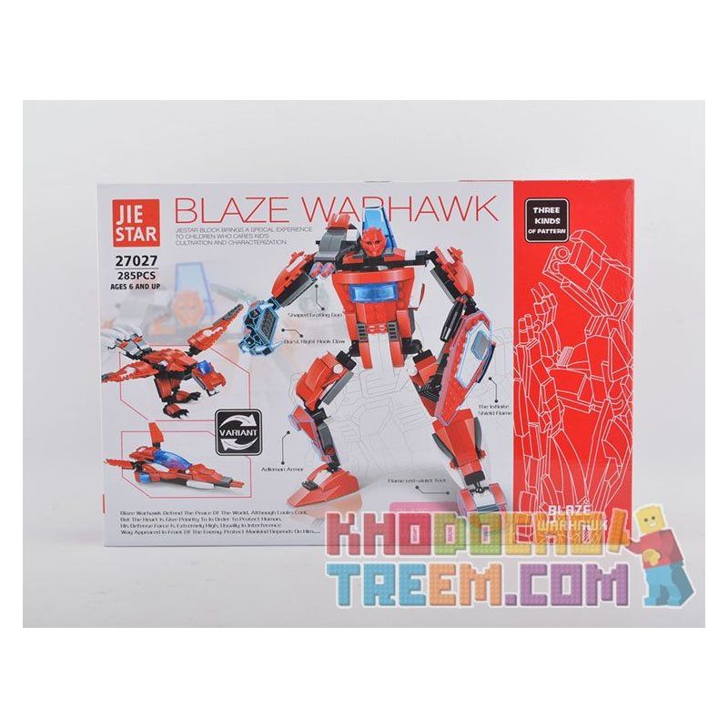 JIE STAR 27027 Xếp hình kiểu  CREATOR 3 IN 1 Blaze Warhawk Chim ưng Lửa 285 khối