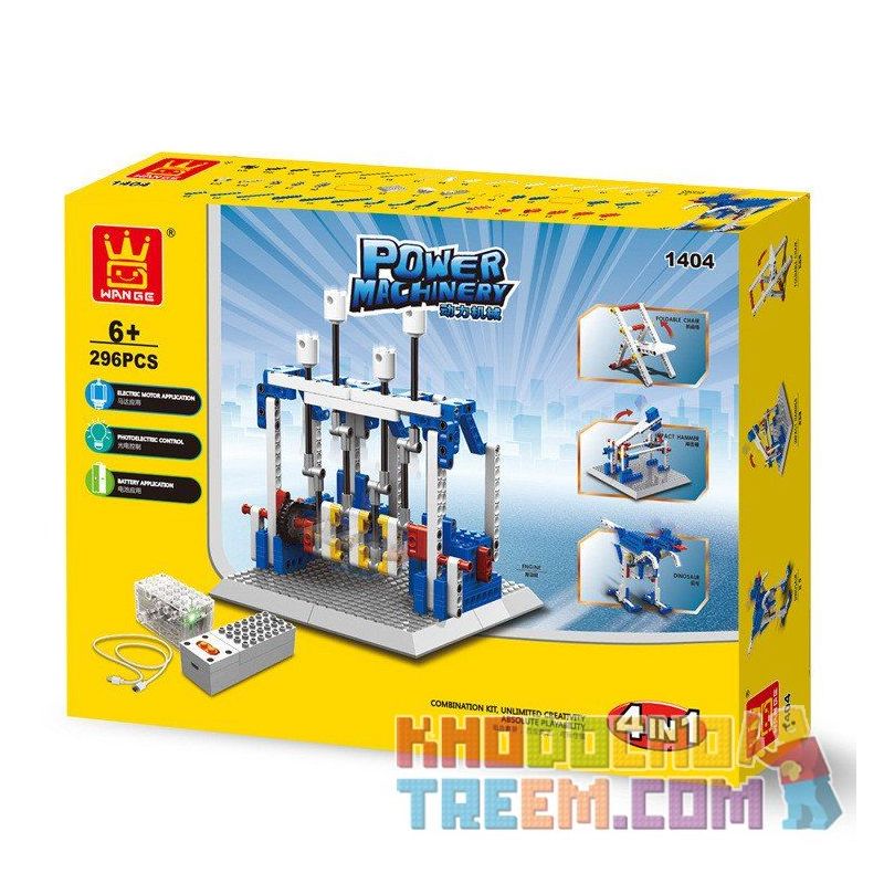 WANGE DR.LUCK 1404 non  MÔ HÌNH ĐỘNG CƠ CHẠY BẰNG ĐIỆN bộ đồ chơi xếp lắp ráp ghép mô hình Mindstorms POWER MACHINSRY ENGINE、FOLDABLE CHAIR、IMPACR HAMMER、DINOSAUR Lập Trình Khoa Học 296 khối