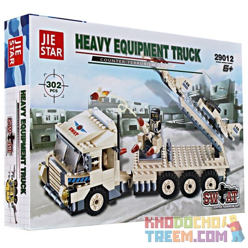 JIE STAR 29012 Xếp hình kiểu  MILITARY ARMY Heavy Equipment Truck Xe Tải Phóng Tên Lửa 302 khối
