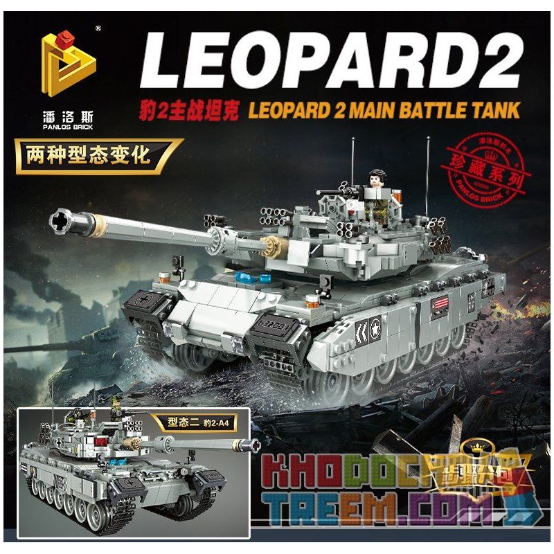 PanlosBrick 632003 Panlos Brick 632003 non  XE TĂNG ĐÁNH CHỦ LỰC bộ đồ chơi xếp lắp ráp ghép mô hình Creator LEOPARD 2 MAIN BATTLE TANK Sáng Tạo 2311 khối