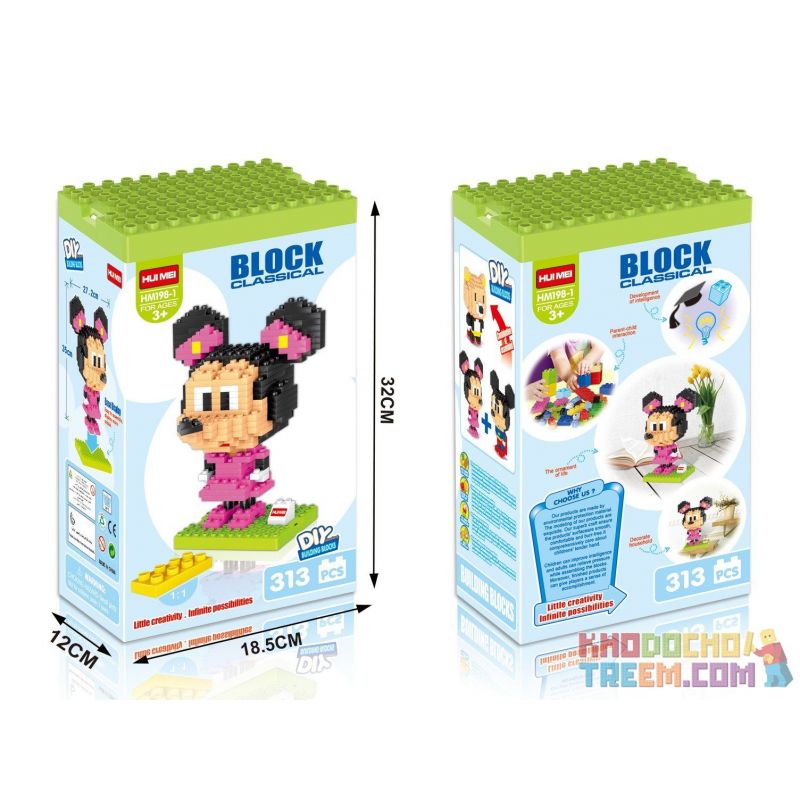 HUIMEI STAR CITY XING DOU CHENG HM198 Xếp hình kiểu    Minnie Mouse Nàng Chuột Minnie 313 khối