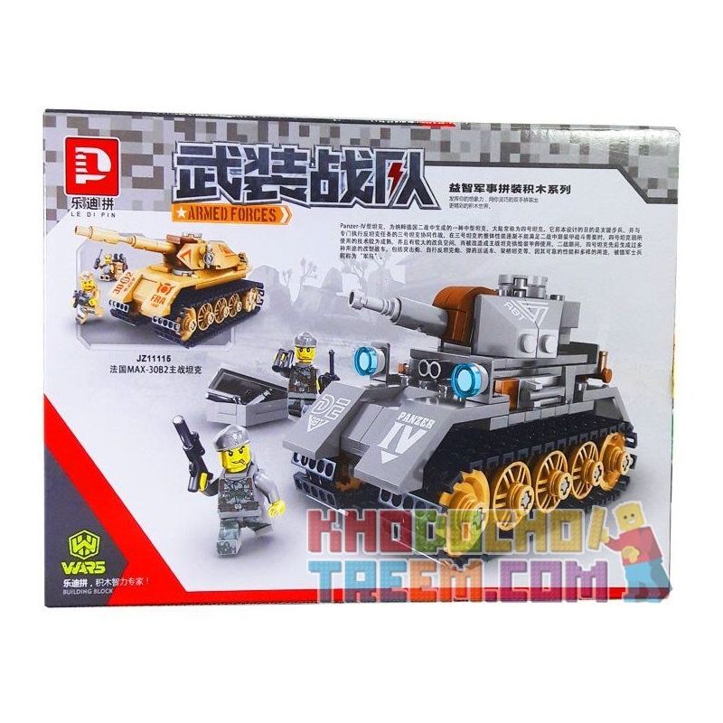 LE DI PIN 11114 Xếp hình kiểu  MILITARY ARMY Germany Panzer-IV Type Tank "War Horse" Xe Tăng Đức Panzer IV "Chiến Mã" 270 khối