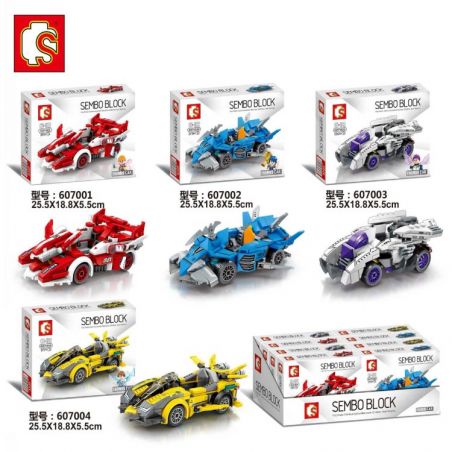 SEMBO 607001 607002 607003 607004 non  4 MẪU XE ĐUA ĐỘ bộ đồ chơi xếp lắp ráp ghép mô hình Speed Champions Racing Cars FAMOUSCAR Đua Xe Công Thức 192 khối