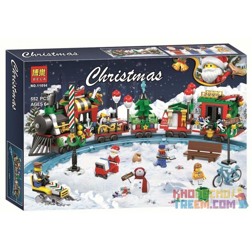 Bela 11094 Lari 11094 Jemlou 20067 Xếp hình kiểu Lego SEASONAL Christmas Train Chuyến Tàu Lửa Mùa Giáng Sinh 552 khối