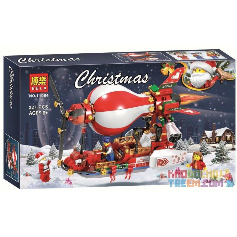 Bela Lari 11084 Jemlou 20062 Xếp hình kiểu Lego SEASONAL Christmas Airship Tàu Bay Khí Cầu Giáng Sinh 327 khối