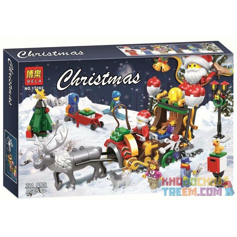 Bela 11092 Lari 11092 Jemlou 20065 Xếp hình kiểu Lego SEASONAL Christmas Elk Sled Cỗ Xe Tuần Lộc Của Ông Già Noel 221 khối