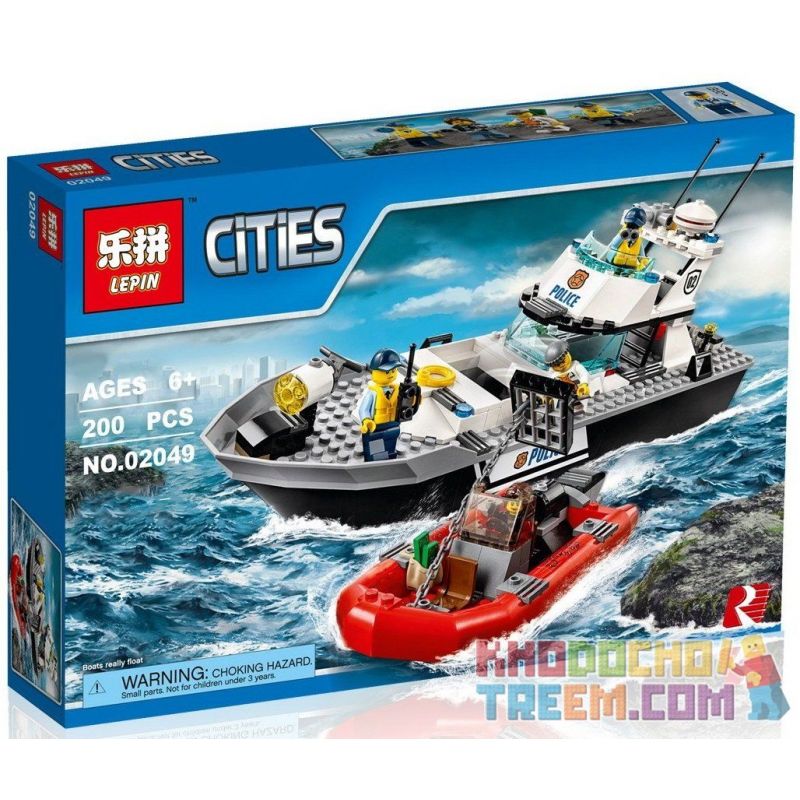NOT Lego POLICE PATROL BOAT 60129 LELE 39056 LEPIN 02049 xếp lắp ráp ghép mô hình CẢNH SÁT TUẦN TRA BỜ BIỂN THUYỀN CỦA City Thành Phố 200 khối