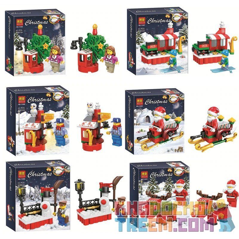 Bela 11086 Lari 11086 JEMLOU 20064 20064A 20064B 20064C 20064D 20064E 20064F Xếp hình kiểu Lego Seasonal Christmas 6 Miniature Scenes Những Khung Cảnh Giáng Sinh An Lành gồm 6 hộp nhỏ lắp được 6 mẫu