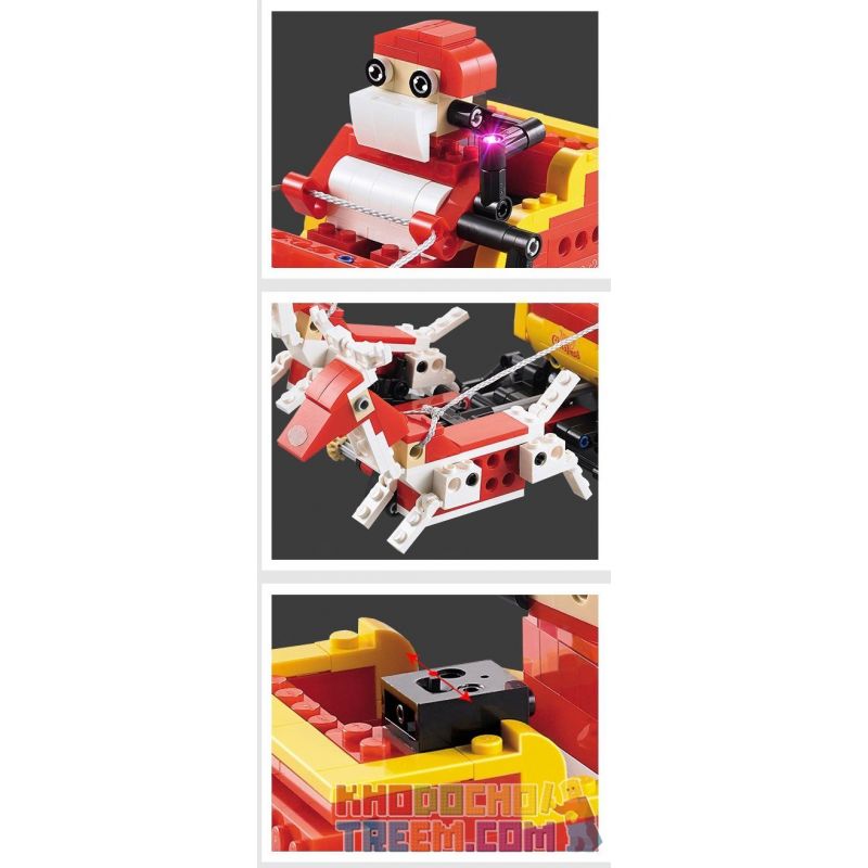 DOUBLEE CADA C51034 51034 non  ÔNG GIÀ NOEL TRƯỢT TUYẾT LẮP ĐƯỢC 2 MẪU CÓ ĐỘNG CƠ PIN CẢM BIẾN ÂM THANH CHUYỂN bộ đồ chơi xếp lắp ráp ghép mô hình  SANTA、SNOWMOBILE Kỹ Thuật Công Nghệ Cao Mô Hình Phương Tiện 439 khối