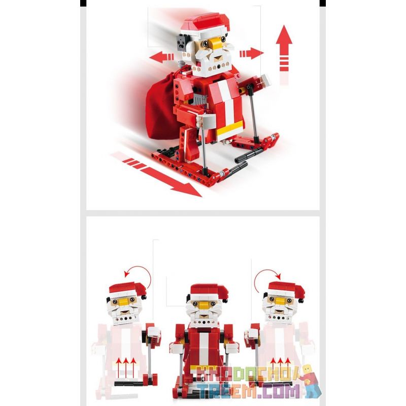 DOUBLEE CADA C51034 51034 non  ÔNG GIÀ NOEL TRƯỢT TUYẾT LẮP ĐƯỢC 2 MẪU CÓ ĐỘNG CƠ PIN CẢM BIẾN ÂM THANH CHUYỂN bộ đồ chơi xếp lắp ráp ghép mô hình  SANTA、SNOWMOBILE Kỹ Thuật Công Nghệ Cao Mô Hình Phương Tiện 439 khối