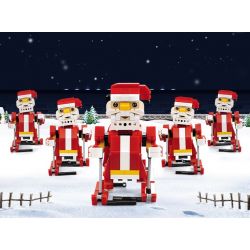 DOUBLEE CADA C51034 51034 non  ÔNG GIÀ NOEL TRƯỢT TUYẾT LẮP ĐƯỢC 2 MẪU CÓ ĐỘNG CƠ PIN CẢM BIẾN ÂM THANH CHUYỂN bộ đồ chơi xếp lắp ráp ghép mô hình  SANTA、SNOWMOBILE Kỹ Thuật Công Nghệ Cao Mô Hình Phương Tiện 439 khối