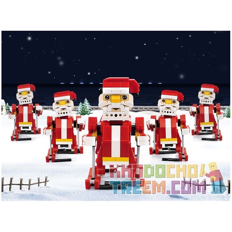 DOUBLEE CADA C51034 51034 non  ÔNG GIÀ NOEL TRƯỢT TUYẾT LẮP ĐƯỢC 2 MẪU CÓ ĐỘNG CƠ PIN CẢM BIẾN ÂM THANH CHUYỂN bộ đồ chơi xếp lắp ráp ghép mô hình  SANTA、SNOWMOBILE Kỹ Thuật Công Nghệ Cao Mô Hình Phương Tiện 439 khối