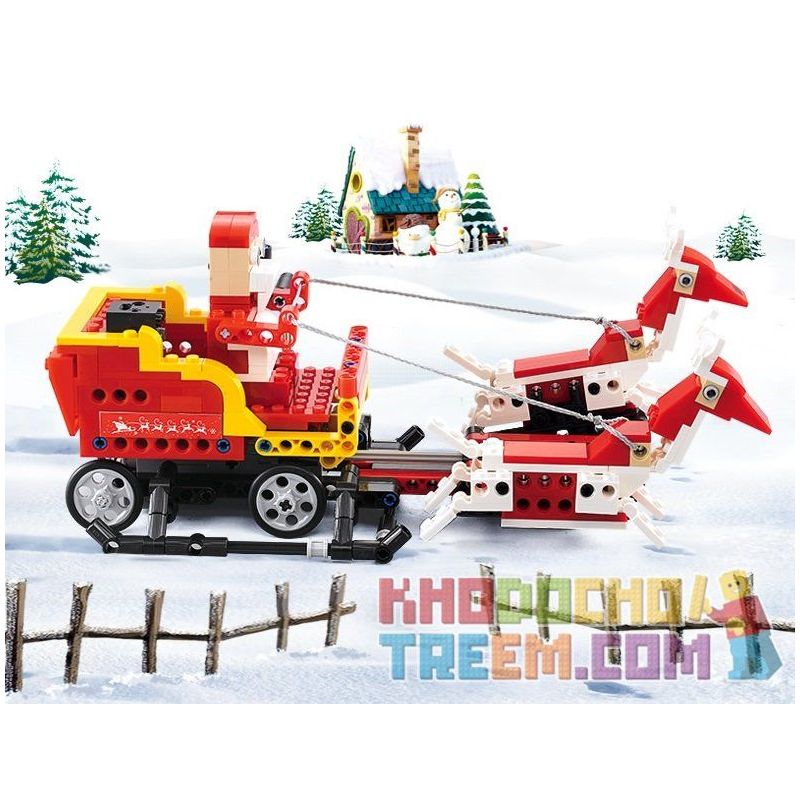 DOUBLEE CADA C51034 51034 non  ÔNG GIÀ NOEL TRƯỢT TUYẾT LẮP ĐƯỢC 2 MẪU CÓ ĐỘNG CƠ PIN CẢM BIẾN ÂM THANH CHUYỂN bộ đồ chơi xếp lắp ráp ghép mô hình  SANTA、SNOWMOBILE Kỹ Thuật Công Nghệ Cao Mô Hình Phương Tiện 439 khối