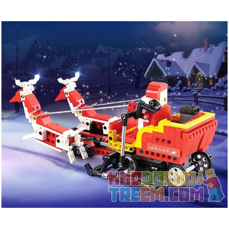 DOUBLEE CADA C51034 51034 non  ÔNG GIÀ NOEL TRƯỢT TUYẾT LẮP ĐƯỢC 2 MẪU CÓ ĐỘNG CƠ PIN CẢM BIẾN ÂM THANH CHUYỂN bộ đồ chơi xếp lắp ráp ghép mô hình  SANTA、SNOWMOBILE Kỹ Thuật Công Nghệ Cao Mô Hình Phương Tiện 439 khối