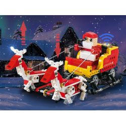 DOUBLEE CADA C51034 51034 non  ÔNG GIÀ NOEL TRƯỢT TUYẾT LẮP ĐƯỢC 2 MẪU CÓ ĐỘNG CƠ PIN CẢM BIẾN ÂM THANH CHUYỂN bộ đồ chơi xếp lắp ráp ghép mô hình  SANTA、SNOWMOBILE Kỹ Thuật Công Nghệ Cao Mô Hình Phương Tiện 439 khối