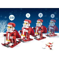 DOUBLEE CADA C51034 51034 non  ÔNG GIÀ NOEL TRƯỢT TUYẾT LẮP ĐƯỢC 2 MẪU CÓ ĐỘNG CƠ PIN CẢM BIẾN ÂM THANH CHUYỂN bộ đồ chơi xếp lắp ráp ghép mô hình  SANTA、SNOWMOBILE Kỹ Thuật Công Nghệ Cao Mô Hình Phương Tiện 439 khối