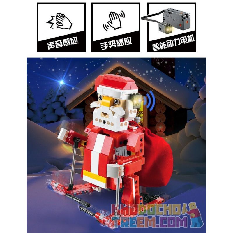 DOUBLEE CADA C51034 51034 non  ÔNG GIÀ NOEL TRƯỢT TUYẾT LẮP ĐƯỢC 2 MẪU CÓ ĐỘNG CƠ PIN CẢM BIẾN ÂM THANH CHUYỂN bộ đồ chơi xếp lắp ráp ghép mô hình  SANTA、SNOWMOBILE Kỹ Thuật Công Nghệ Cao Mô Hình Phương Tiện 439 khối