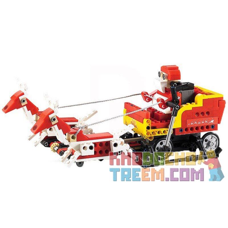 DOUBLEE CADA C51034 51034 non  ÔNG GIÀ NOEL TRƯỢT TUYẾT LẮP ĐƯỢC 2 MẪU CÓ ĐỘNG CƠ PIN CẢM BIẾN ÂM THANH CHUYỂN bộ đồ chơi xếp lắp ráp ghép mô hình  SANTA、SNOWMOBILE Kỹ Thuật Công Nghệ Cao Mô Hình Phương Tiện 439 khối