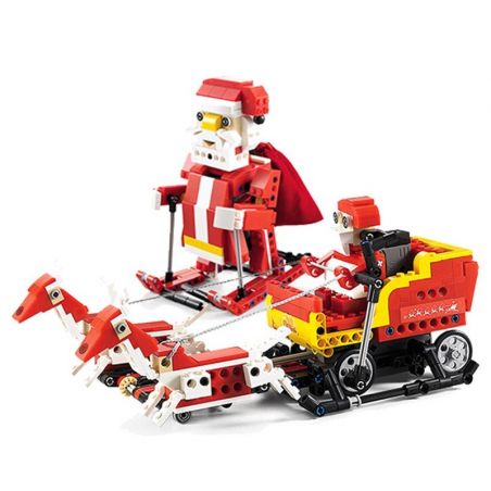 DOUBLEE CADA C51034 51034 non  ÔNG GIÀ NOEL TRƯỢT TUYẾT LẮP ĐƯỢC 2 MẪU CÓ ĐỘNG CƠ PIN CẢM BIẾN ÂM THANH CHUYỂN bộ đồ chơi xếp lắp ráp ghép mô hình  SANTA、SNOWMOBILE Kỹ Thuật Công Nghệ Cao Mô Hình Phương Tiện 439 khối