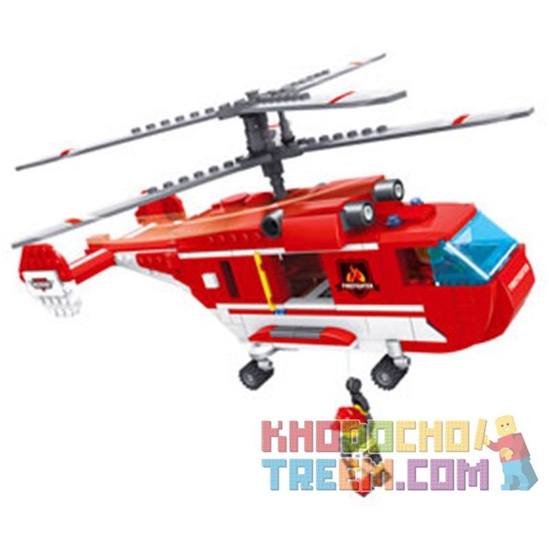 Kazi KY98213 98213 Xếp hình kiểu Lego FIRE RESCURE Fire Engine Fire Police Transport Helicopter Trực Thăng Vận Tải 440 khối