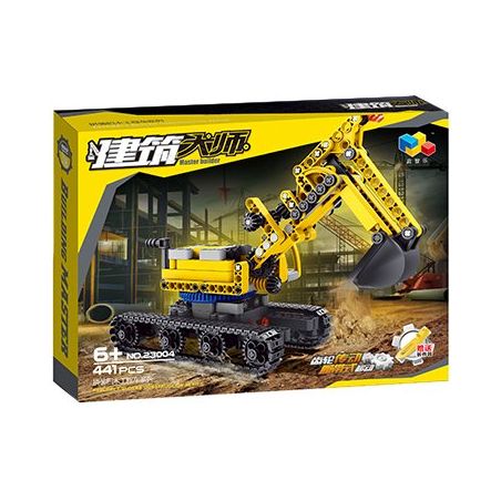 QIZHILE 23004 non  MÁY XÚC XÂY DỰNG bộ đồ chơi xếp lắp ráp ghép mô hình Master Bulider Cỗ Máy Xây Dựng 441 khối